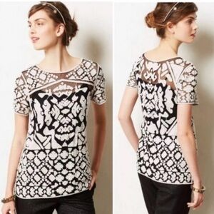 Everleigh Black and White Sheer Blouse